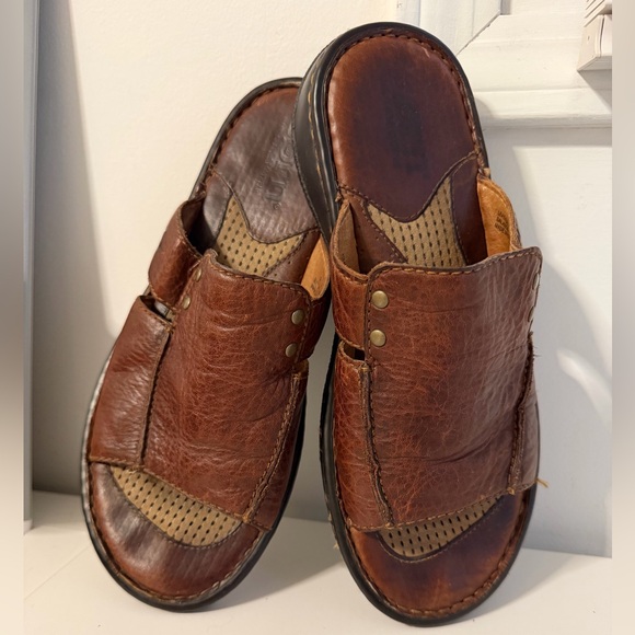 Born Other - Born Men's Size 9  Leather Slide Sandals in Brown